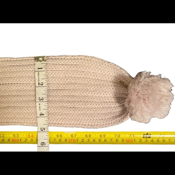 Knit Cream Pom Pom Scarf with Rhinestones - Picture 3 of 4